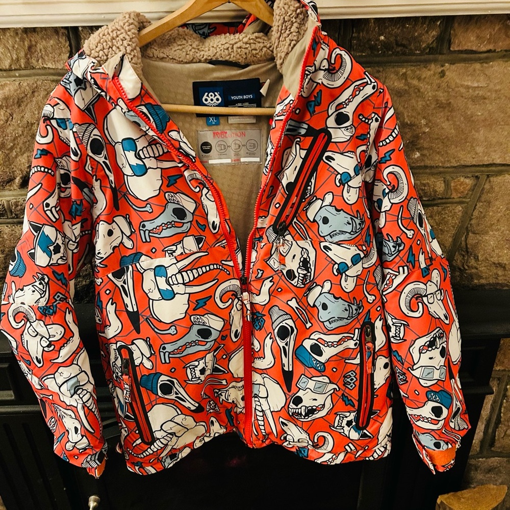 Snowboard Coat 686 -with snow skirt - underarm zippers- boys XL